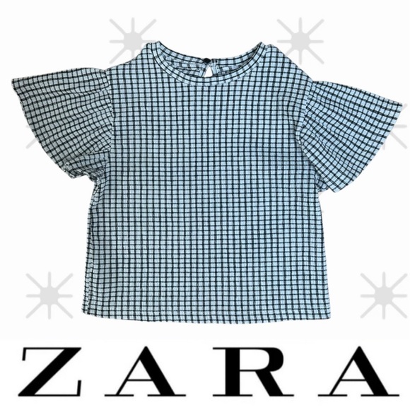 Zara Other - Zara‎ Kids Black & White Gingham Ruffle Top, Size 5 (110), MSRP $32.90